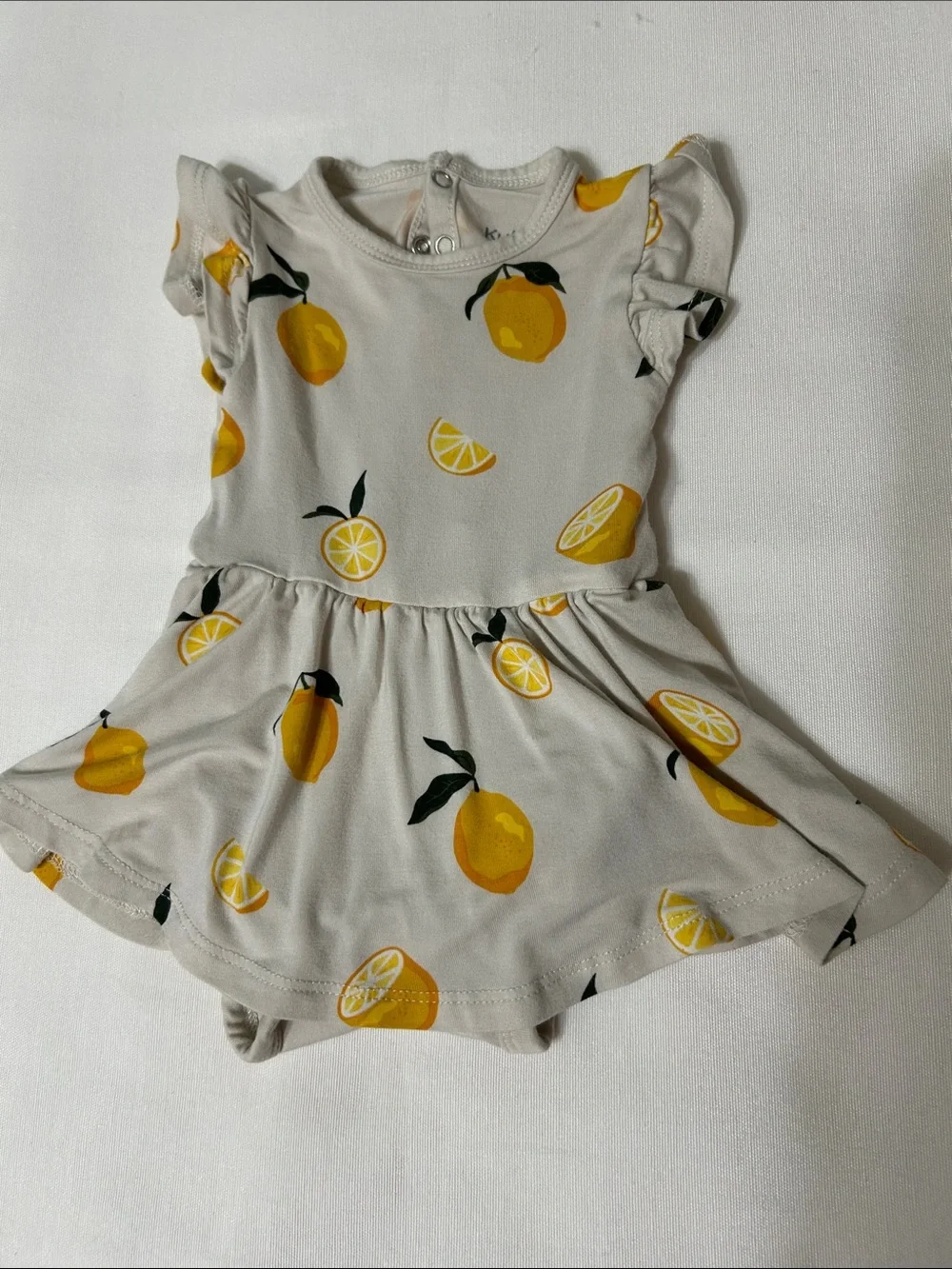 Kyte BABY Skirted Onsie, 0-3 mo, lemon print